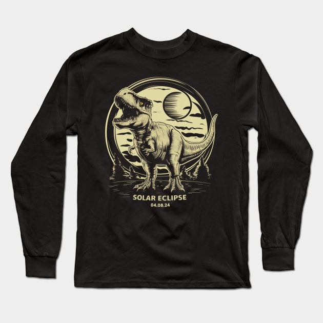 Total Solar Eclipse T-rex Dino April 8 2024 Solar Eclipse Long Sleeve T-Shirt by HBart